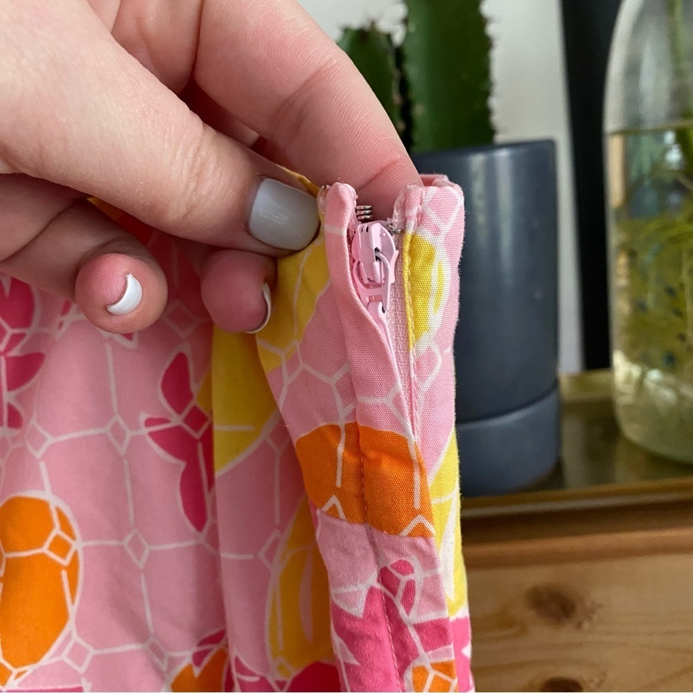 Lilly Pulitzer Vintage Pink Yellow Orange Pineapple Tile Print Mini Dress 0 - Picture 9 of 15